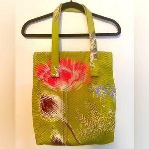 NWOT Anthropologie x Epice Paris Floral Watercolor Canvas Tote in Green
